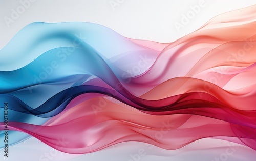Abstract Pink and Blue Smoke Waves on White Background