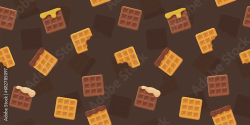 a flat belgian waffles backdrop seamless pattern photo
