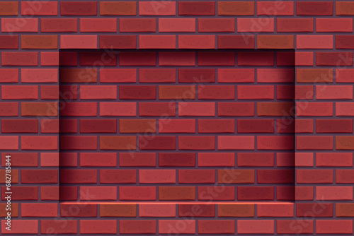 a red color brickwall with shadow dip