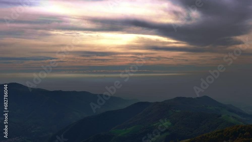 Wallpaper Mural Aerial View over Beautiful Mountainscape over Mountain Valley with Cloudy Sky with Sunlight in Ticino, Switzerland. Torontodigital.ca