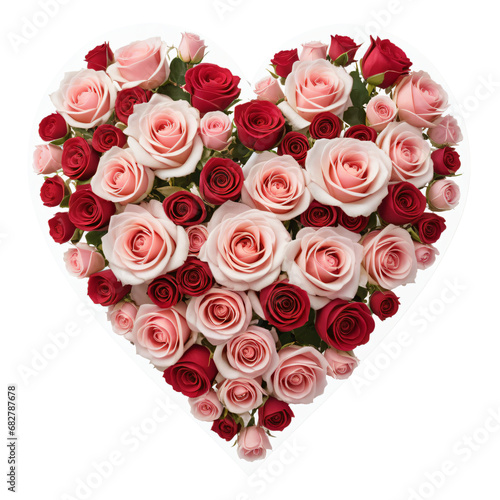 The Art of Affection: An Isolated Heart of Roses isolated on transparent background,png