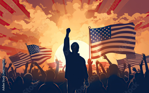 American Civil Rights Day Illustration - Symbolizing Freedom, Diversity, and Equal Rights