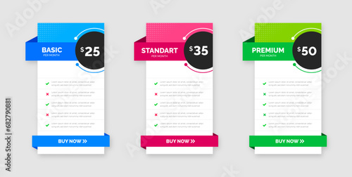UI UX app pricing chart table Subscription design or website Pricing chart table design template. Product Plan Offer Price Package Subscription Options Comparison Table Chart Infographic Design.