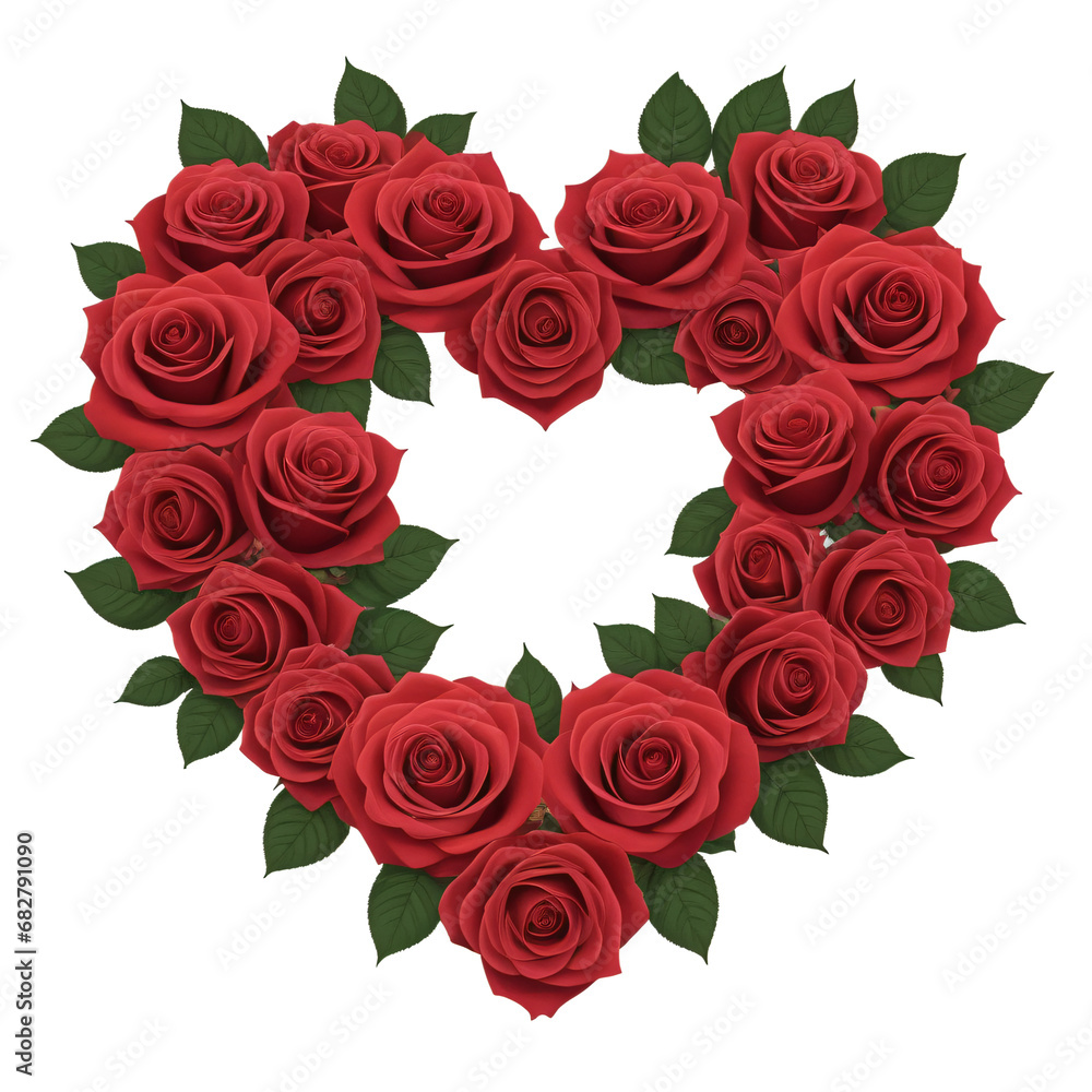 Blossoming Love: A Heart of Roses Isolated isolated on transparent background,png Blossoming Love: A Heart of Roses Isolated isolated on transparent background,png