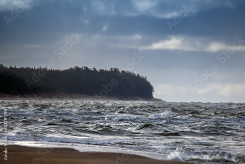 Stormy Baltic sea in autumn.