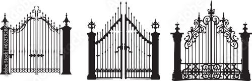 Silhouette Fence Gate Vector illustration