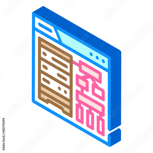 schema development database isometric icon vector. schema development database sign. isolated symbol illustration