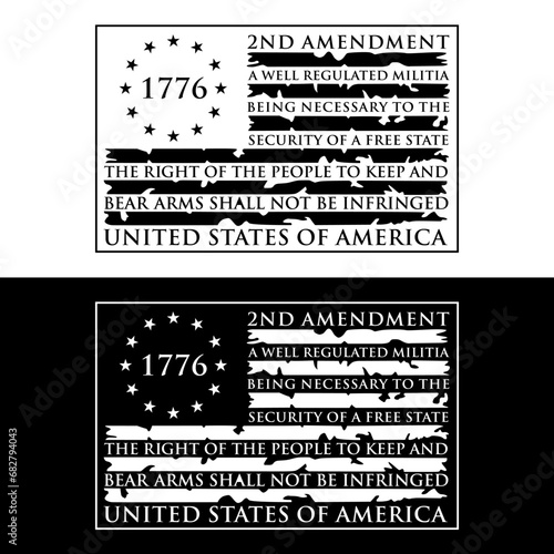 Distressed 2nd Amendment Text Flag Design Vector Illustration