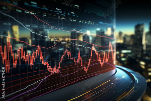 Stock market curve on screen. Investing in the stock market. Sotck exchange. photo