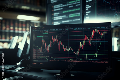 Stock market curve on screen. Investing in the stock market. Sotck exchange. photo