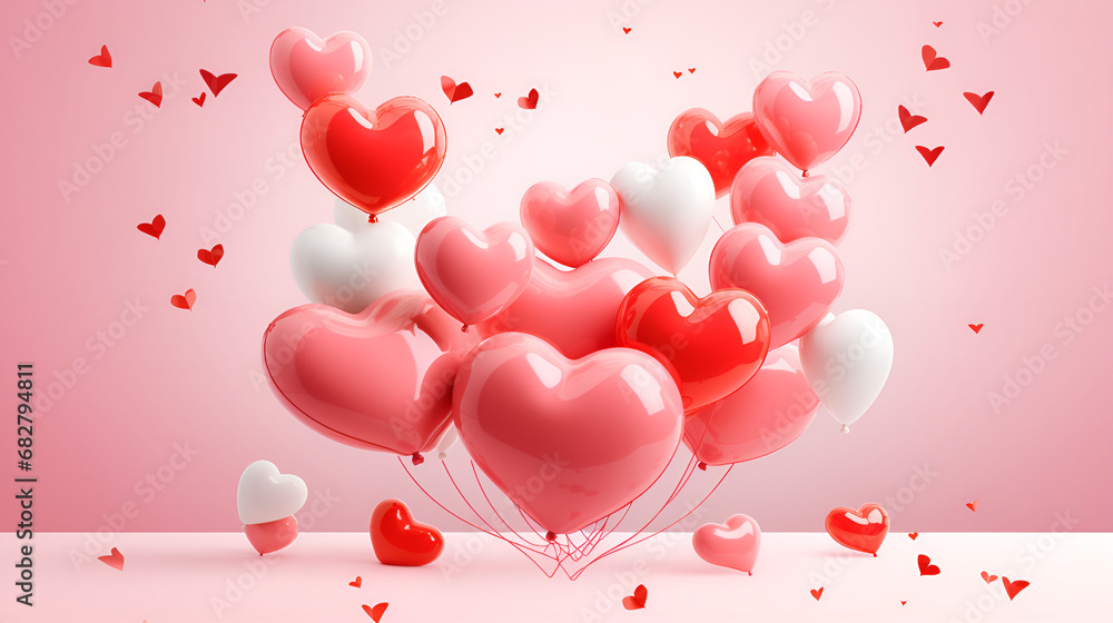 heart shaped balloons heart, love, valentine, day, pink, romance, vector, shape, illustration, hearts, symbol, card, 