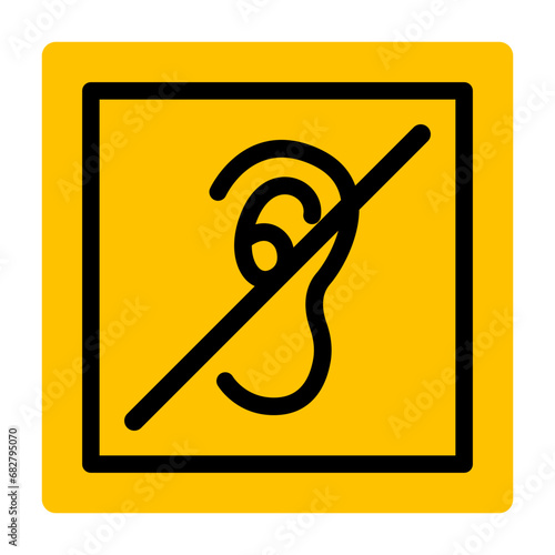 Deaf icon. International Deafness Symbol. Crossed out ear is symbol of disability. Concept limitation, accessibility, assistance, rehabilitation, support, help. Vector illustration in linear style