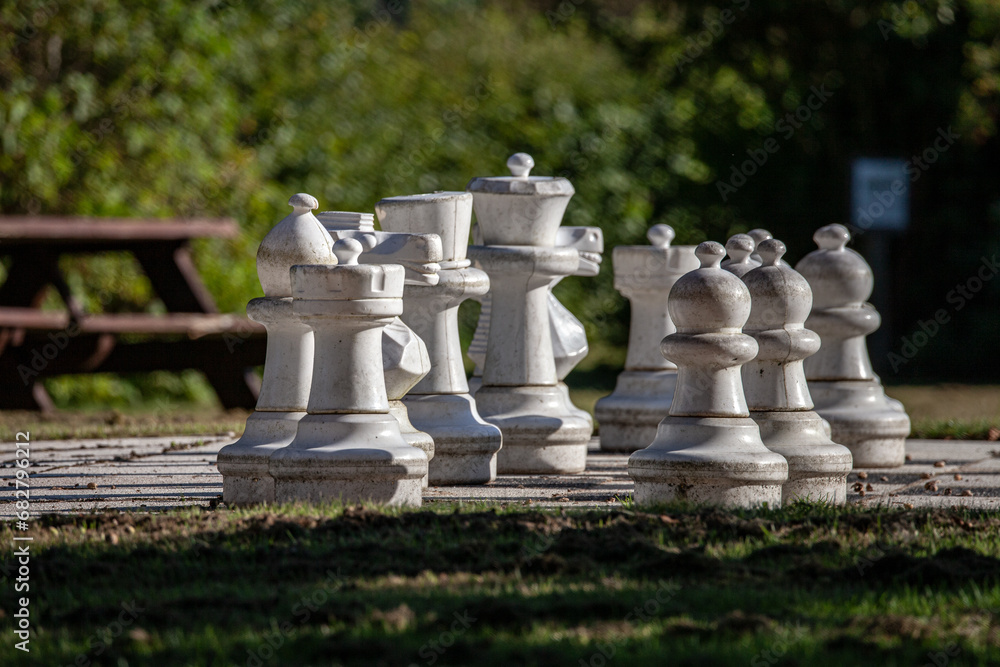 White Chess Set for Garden Chess