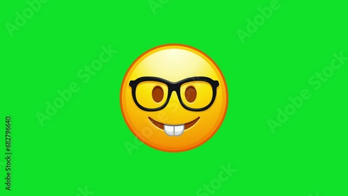 Silly emoticon, inverted smiling Animated Emoji. Alpha channel, transparent background. 4K resolution loop animation.