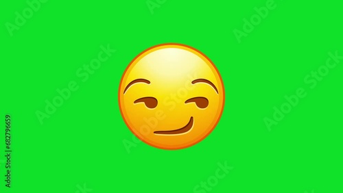 Single emoji icon. Fun icon. Enigmatic smile emoji icon. Animated Emoji. Alpha channel, transparent background. 4K resolution loop animation.