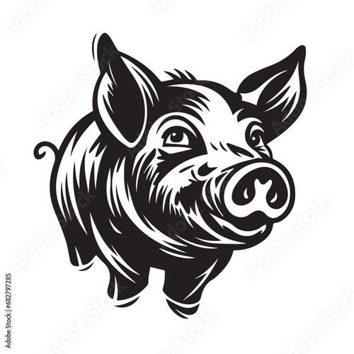 Pig in cartoon, doodle style. Isolated 2d vector illustration in logo, icon style, Eps 10. AI Generative