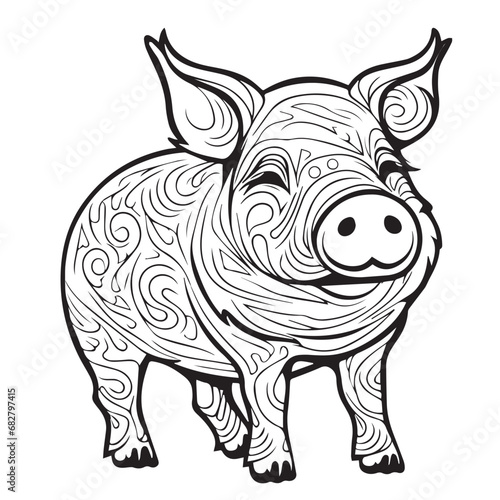 Pig in cartoon, doodle style. Isolated 2d vector illustration in logo, icon style, Eps 10. AI Generative