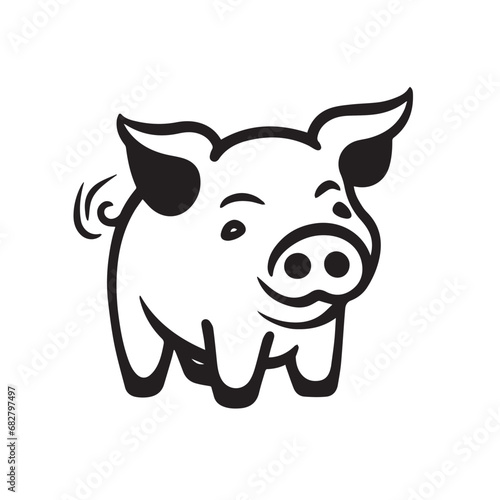 Pig in cartoon, doodle style. Isolated 2d vector illustration in logo, icon style, Eps 10. AI Generative