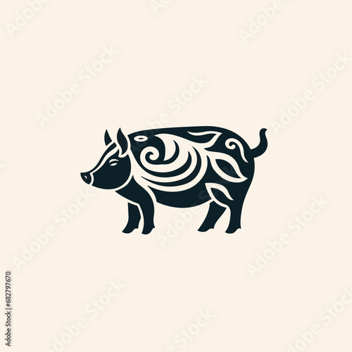 Pig in cartoon, doodle style. Isolated 2d vector illustration in logo, icon style, Eps 10. AI Generative