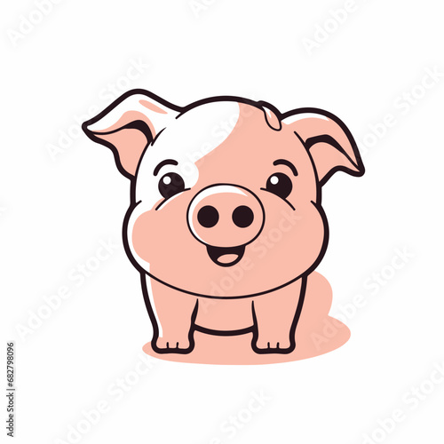 Pig in cartoon, doodle style. Isolated 2d vector illustration in logo, icon style, Eps 10. AI Generative