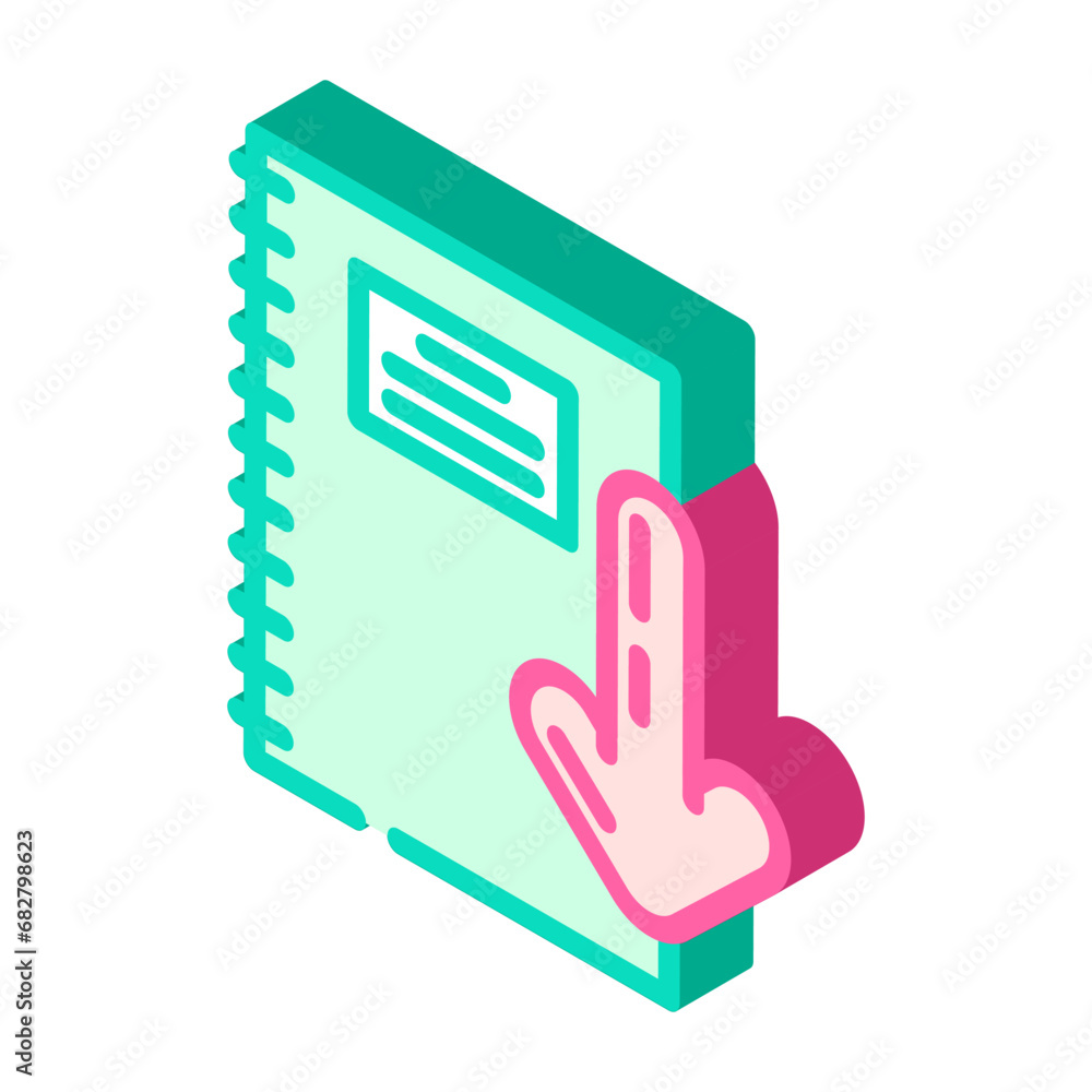 notepad download file isometric icon vector. notepad download file sign. isolated symbol illustration