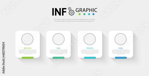 Vector infographic design template with 4 options or work steps.