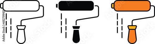 Paint Roller icon. Icon related to painting. used in house painting.Lined, isolated and colored icon style. Vector illustration