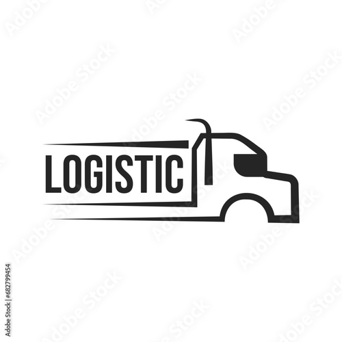 Truck silhouette abstract logo template vector. Logistic delivery, express fast shipping logo design template
