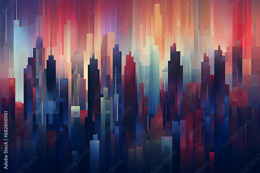 Abstract Wallpaper Featuring a Modern Urban Landscape with Colorful Light Coming from the Sky Abstract Wallpaper Featuring a Modern Urban Landscape with Colorful Light Coming from the Sky