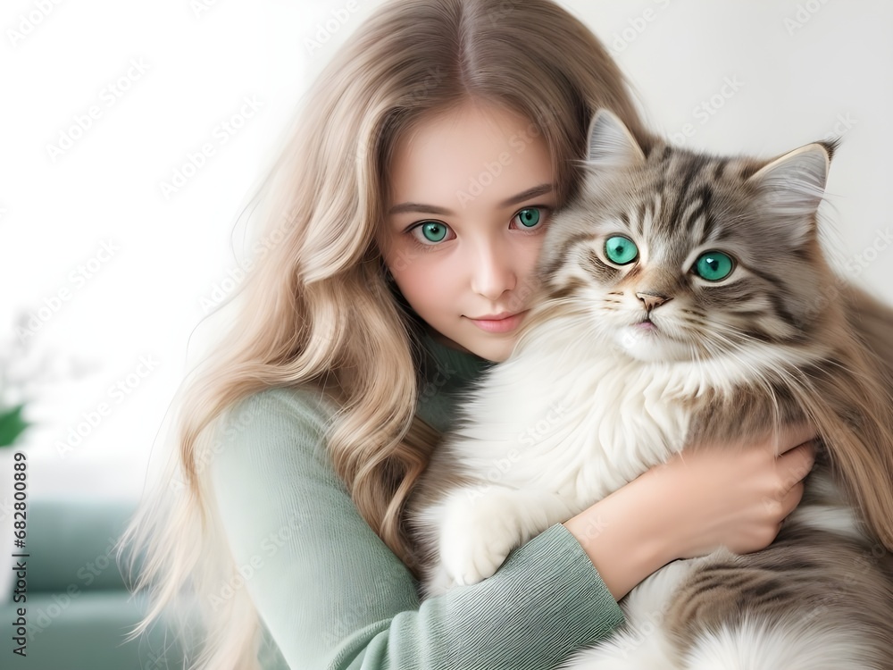 girl love with cat girl love with cat