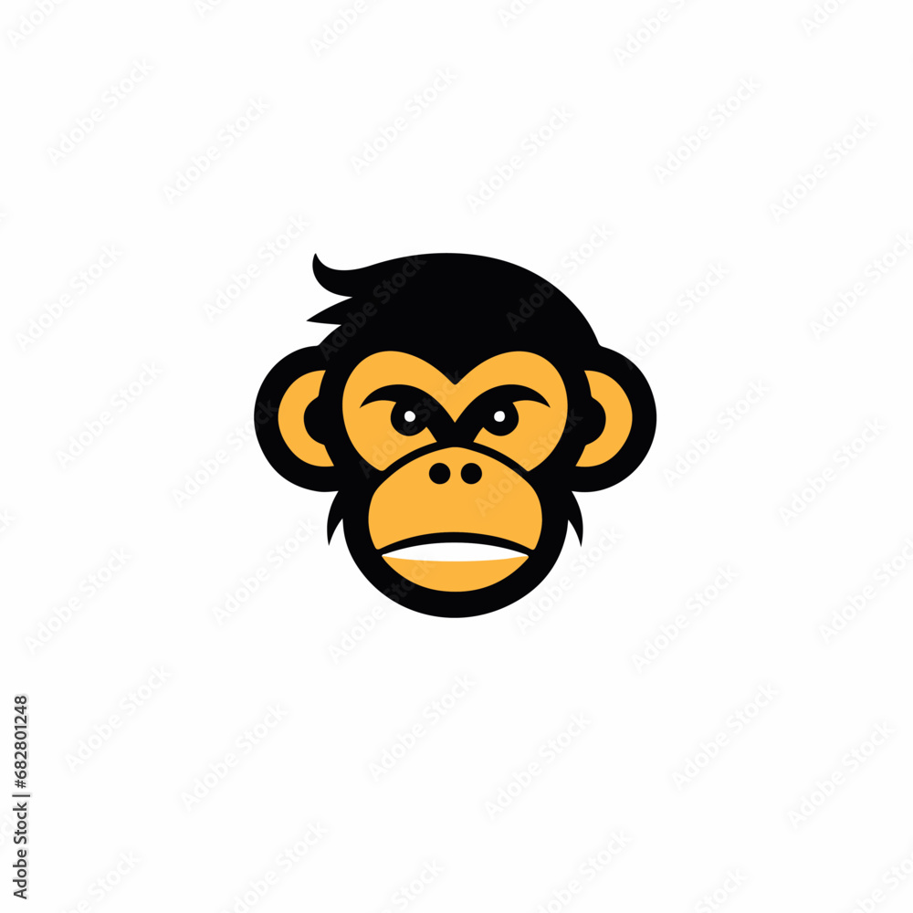 Monkey face in cartoon, doodle style. Isolated 2d vector illustration in logo, icon style, Eps 10. AI Generative