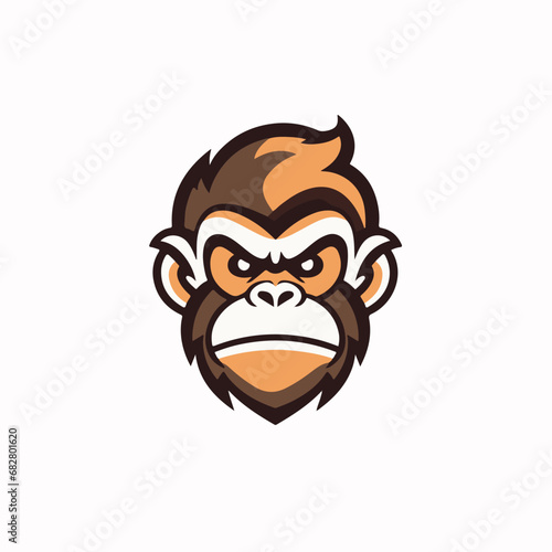 Monkey face in cartoon, doodle style. Isolated 2d vector illustration in logo, icon style, Eps 10. AI Generative