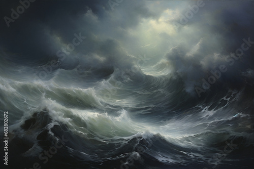 a stormy seascape  oil painting