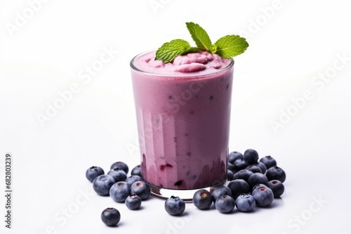 Tangy Blueberry smoothie. Organic milk drink. Generate Ai