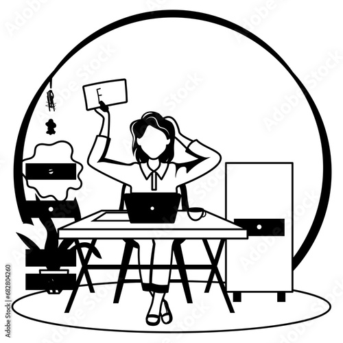 Female Worker Seeking Support in Office Tasks concept, mental disorder employee vector icon design, White Collar Fatigue symbol, Sedentary lifestyle sign, office syndrome scene stock illustration