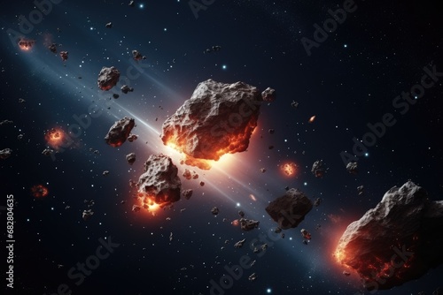 abstract asteroid and bright stars forming the background of the vast universe.by Generative AI.