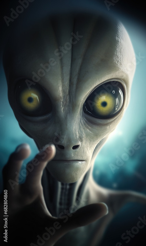 Close-up portrait of alien extraterrestrial