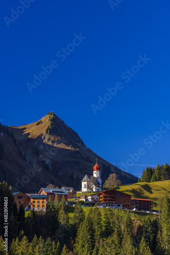 Church in Damüls, Bregenzer Wald, Bregenz district, Vorarlberg, Austria