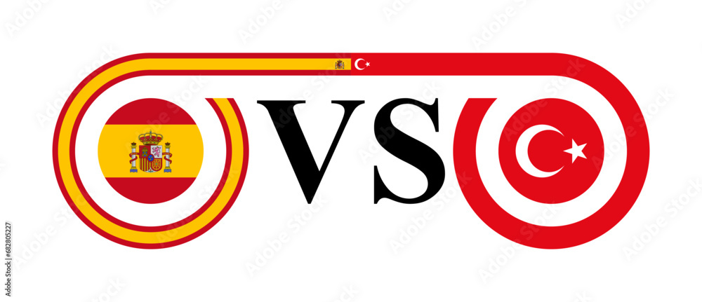 concept between spain vs turkey. vector illustration isolated on white background