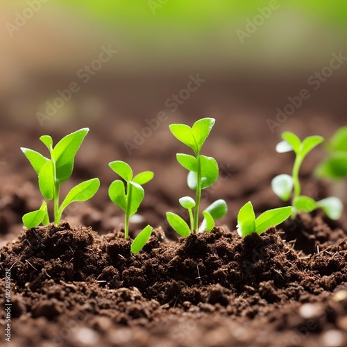 Seed growing green. Eco concept. AI generated illustration