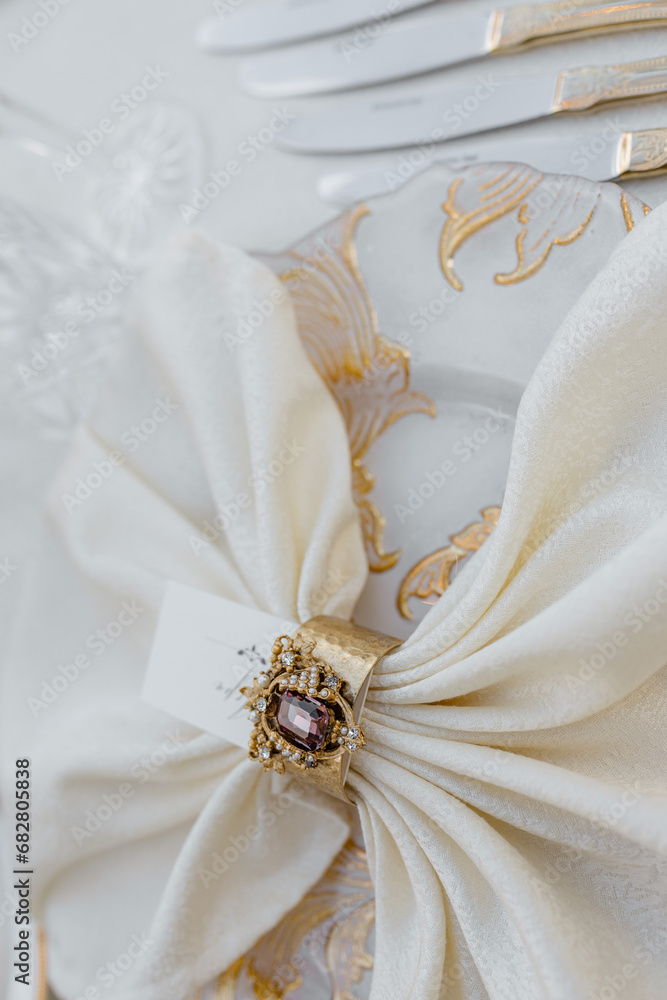 Dinnerware.Fragment of wedding table setting. Wedding in classic style. Organization of weddings. Dinnerware.Fragment of wedding table setting. Wedding in classic style. Organization of weddings.
