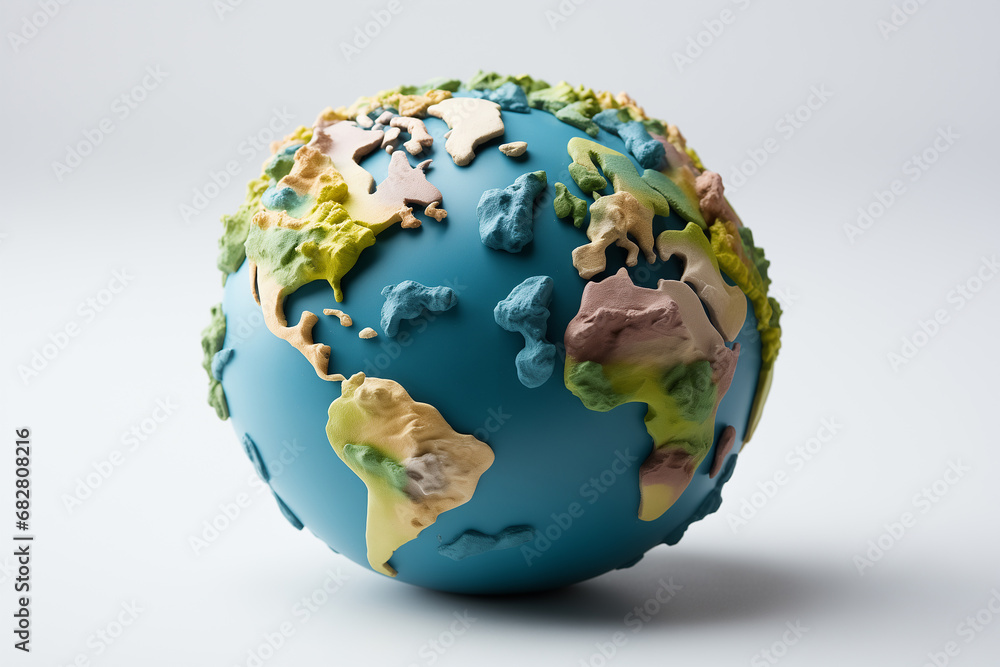 Fototapeta premium Planet earth plasticine education on a white background
