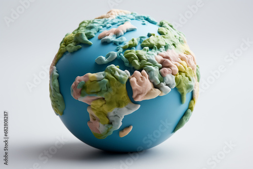 Planet earth plasticine education on a white background