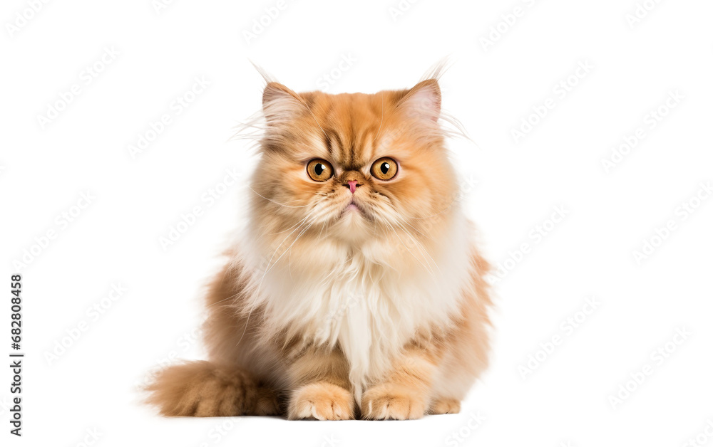 Regal Persian Cat with Luxurious Fur and Flat Face On transparent background