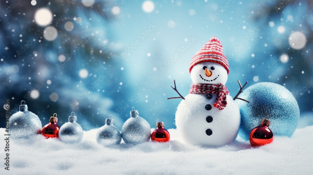 Joyful Festive Snowman Celebrates Chilly Winter Holiday and valentine day generated by AI tool 