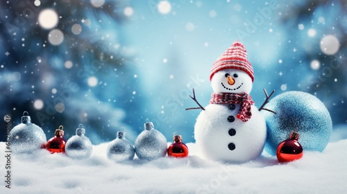 Joyful Festive Snowman Celebrates Chilly Winter Holiday and valentine day generated by AI tool  © Aqsa