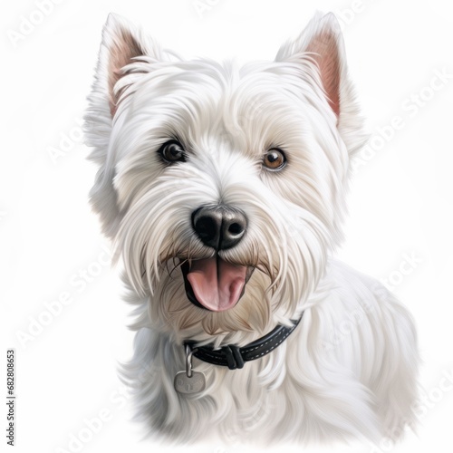 West_Highland_White_Terrier_dog_photorealism_style on white background