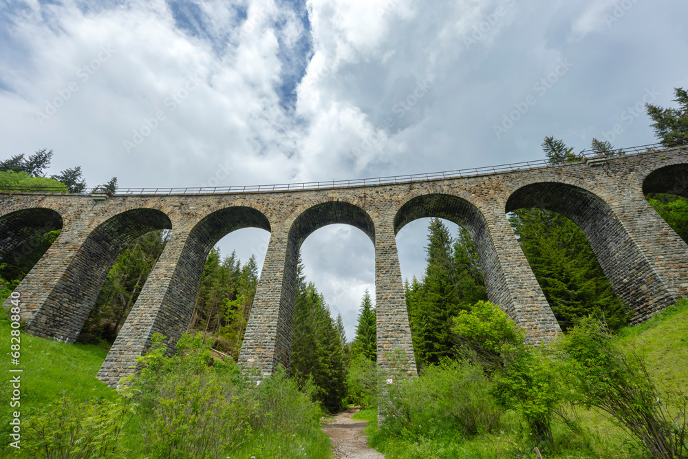 Railway bridge Chramossky viadukt near Telgart, Horehronie, Slovakia