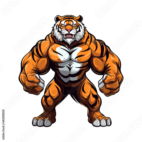 Muscular tiger cartoon style mascot vector template © sabbir
