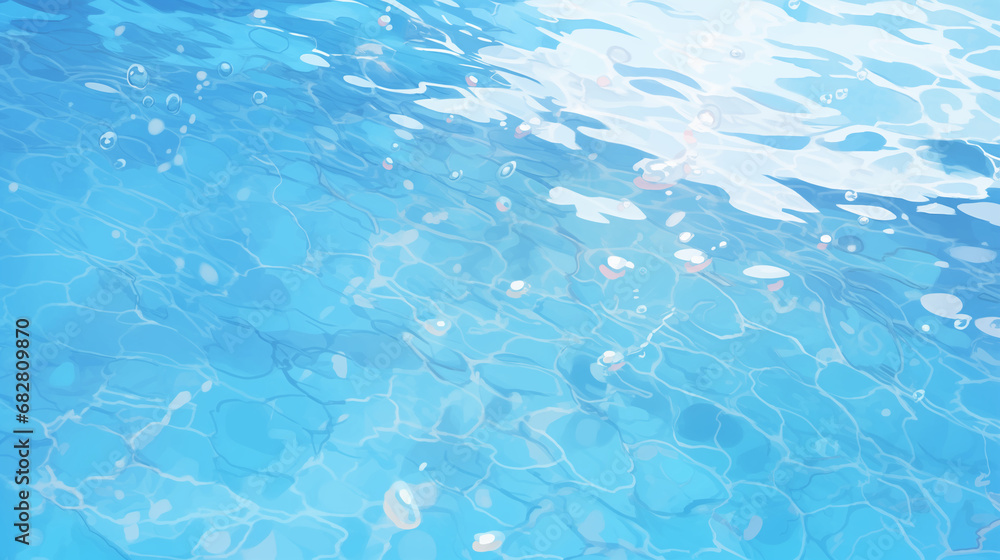 the clear water of a pool, in the style of light blue the clear water of a pool, in the style of light blue
